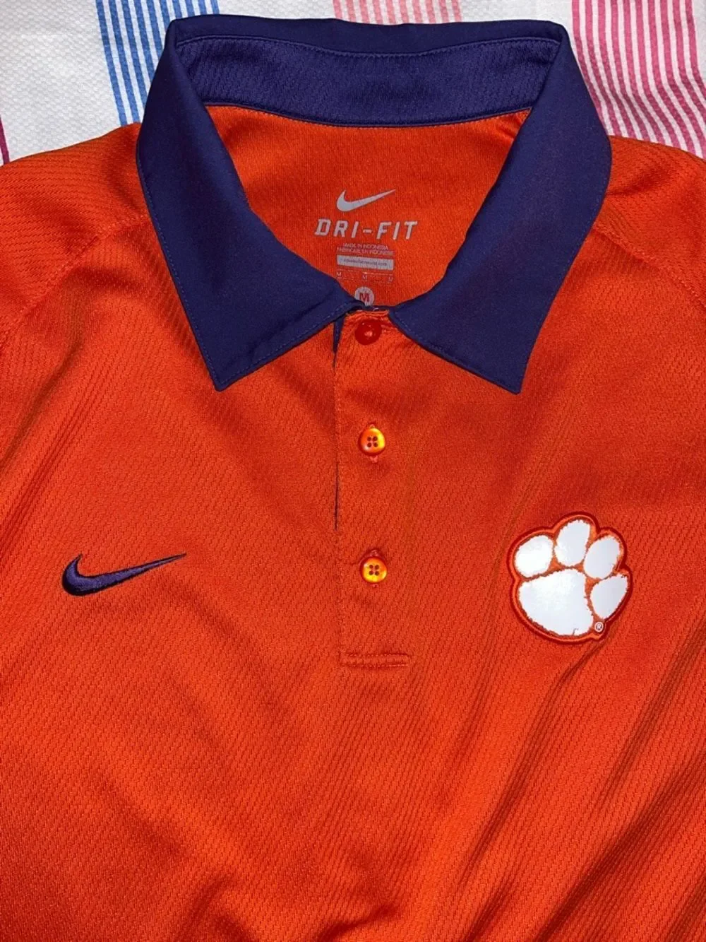 Nike Clemson Tigers Purple Trim Orange  home Football team Polo Golf shirt M